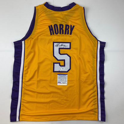 Autographed/Signed Robert Horry Los Angeles LA Yellow Basketball Jersey PSA/DNA COA
