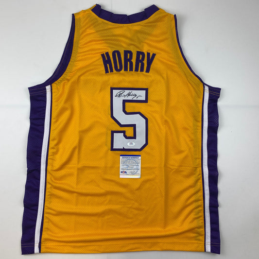 Autographed/Signed Robert Horry Los Angeles LA Yellow Basketball Jersey PSA/DNA COA