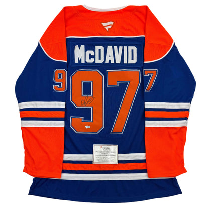 Autographed/Signed Connor McDavid Edmonton Oilers Authentic Blue Hockey Jersey Fanatics COA