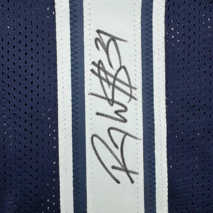 Framed Autographed/Signed Roy Williams 35x39 Dallas Blue Football Jersey JSA COA