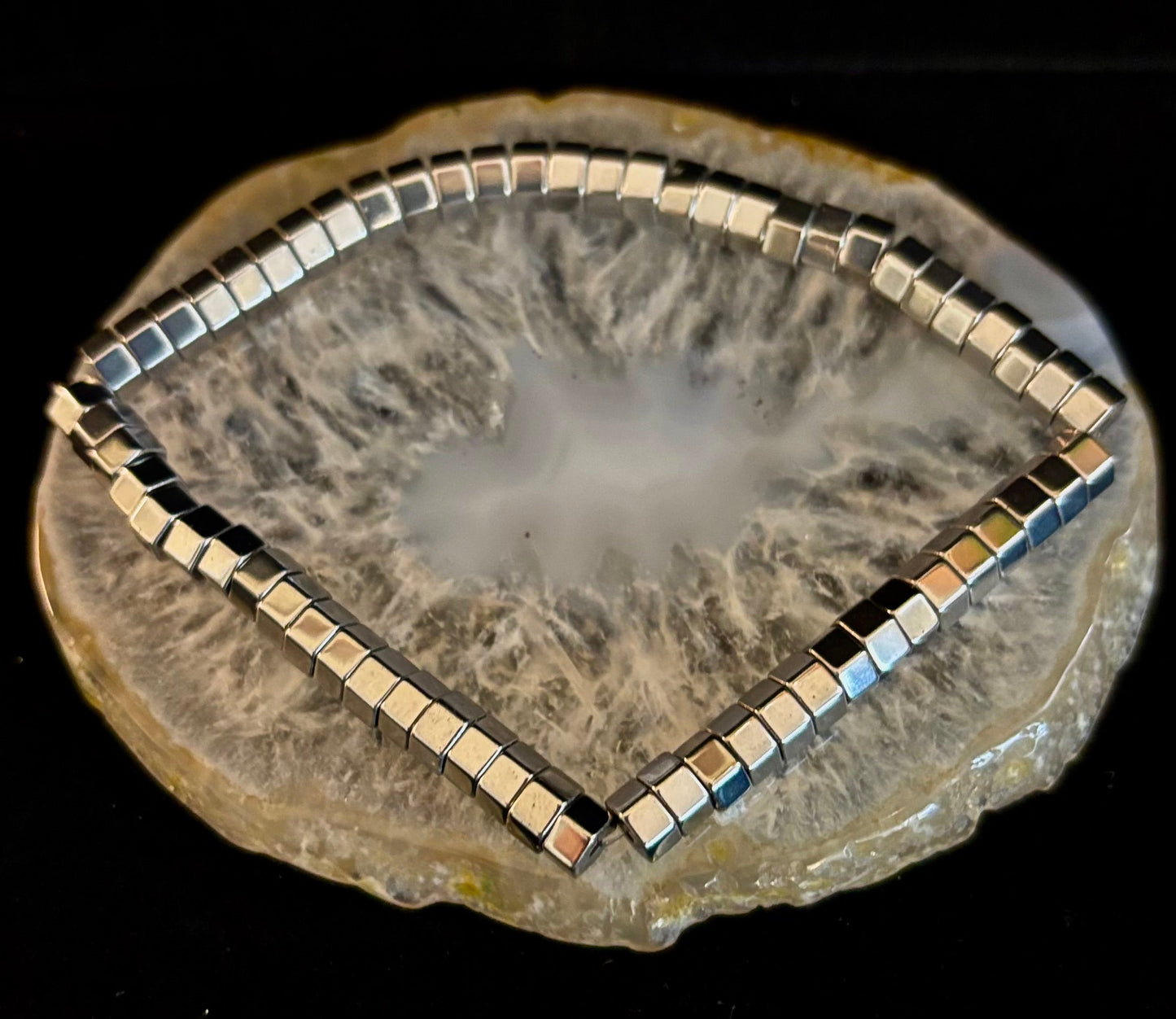 Sleek Silver Cube Beaded Bracelet – Minimalist Style for Any Occasion