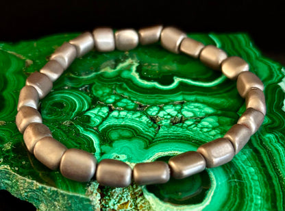 Hematite Bead Bracelet – Gunmetal, Gold & Silver (Medium–Large Wrists)