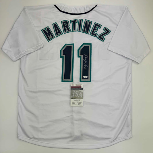 Autographed/Signed Edgar Martinez Seattle White Baseball Jersey JSA COA