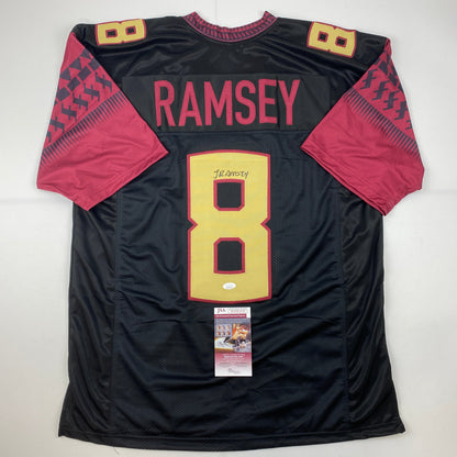 Autographed/Signed Jalen Ramsey Florida State FSU Black College Football Jersey JSA COA