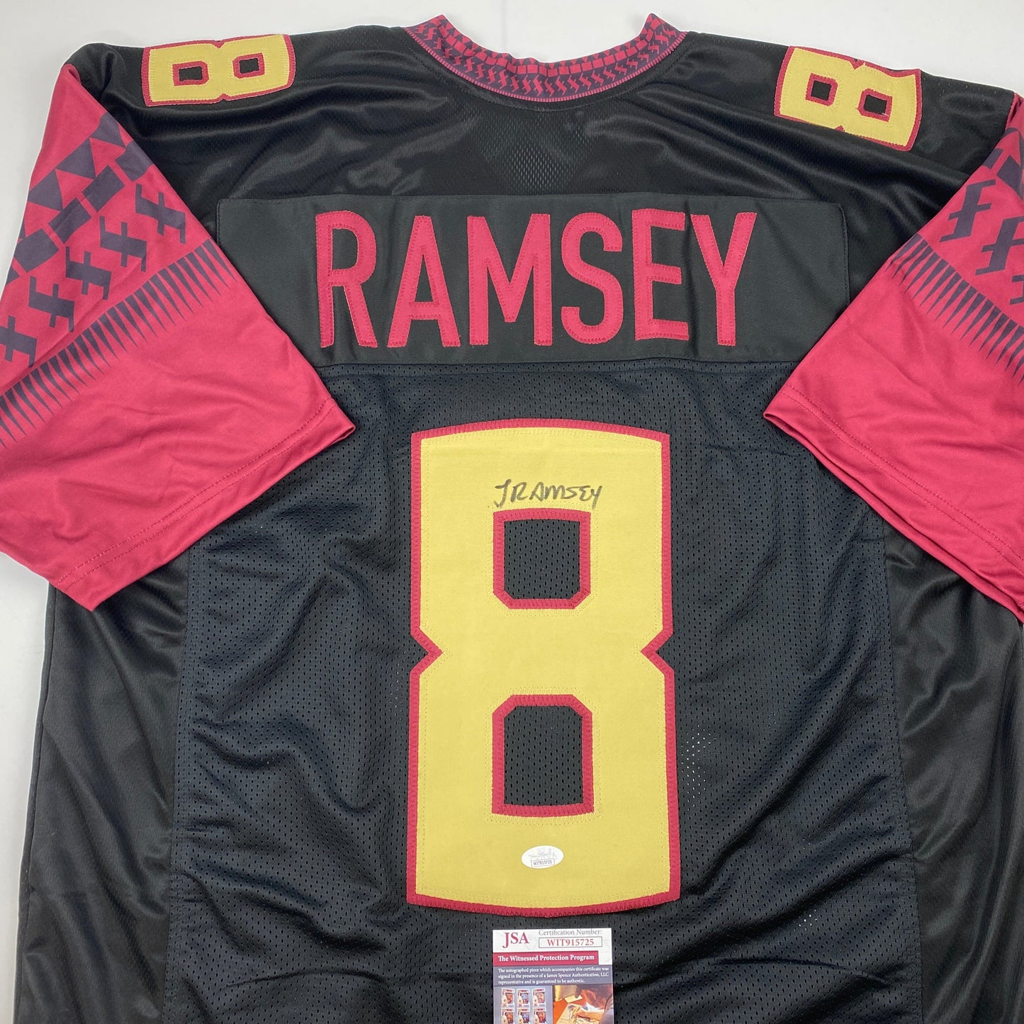 Autographed/Signed Jalen Ramsey Florida State FSU Black College Football Jersey JSA COA