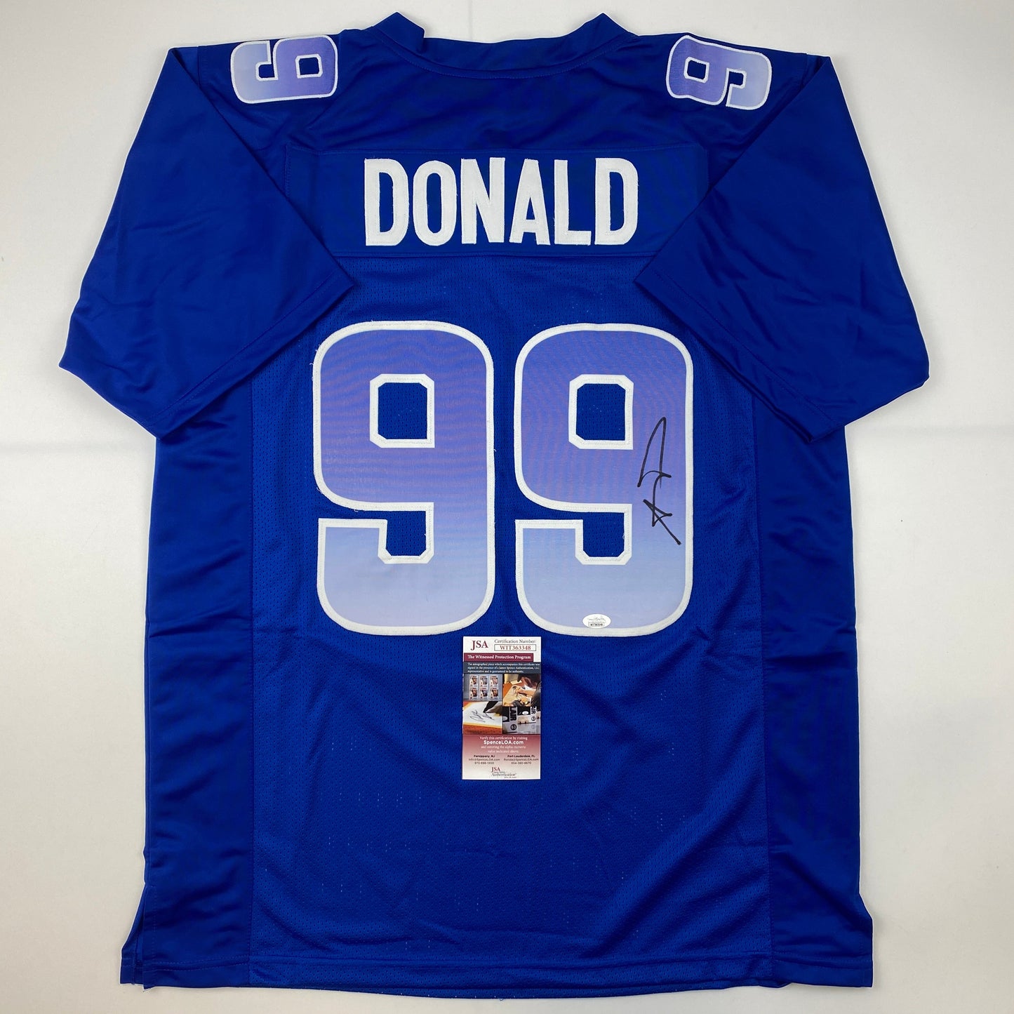 Autographed/Signed Aaron Donald Los Angeles Blue Pro Bowl Football Jersey JSA COA