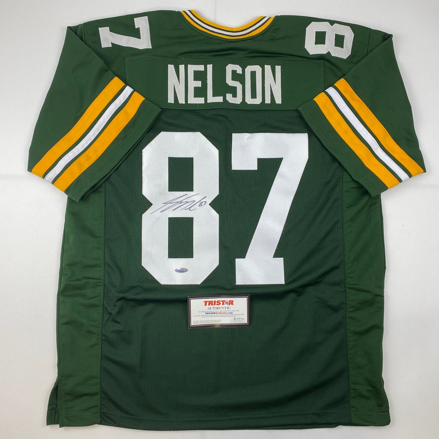 Autographed/Signed Jordy Nelson Green Bay Green Football Jersey Tristar COA