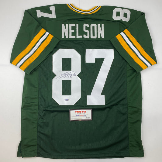 Autographed/Signed Jordy Nelson Green Bay Green Football Jersey Tristar COA