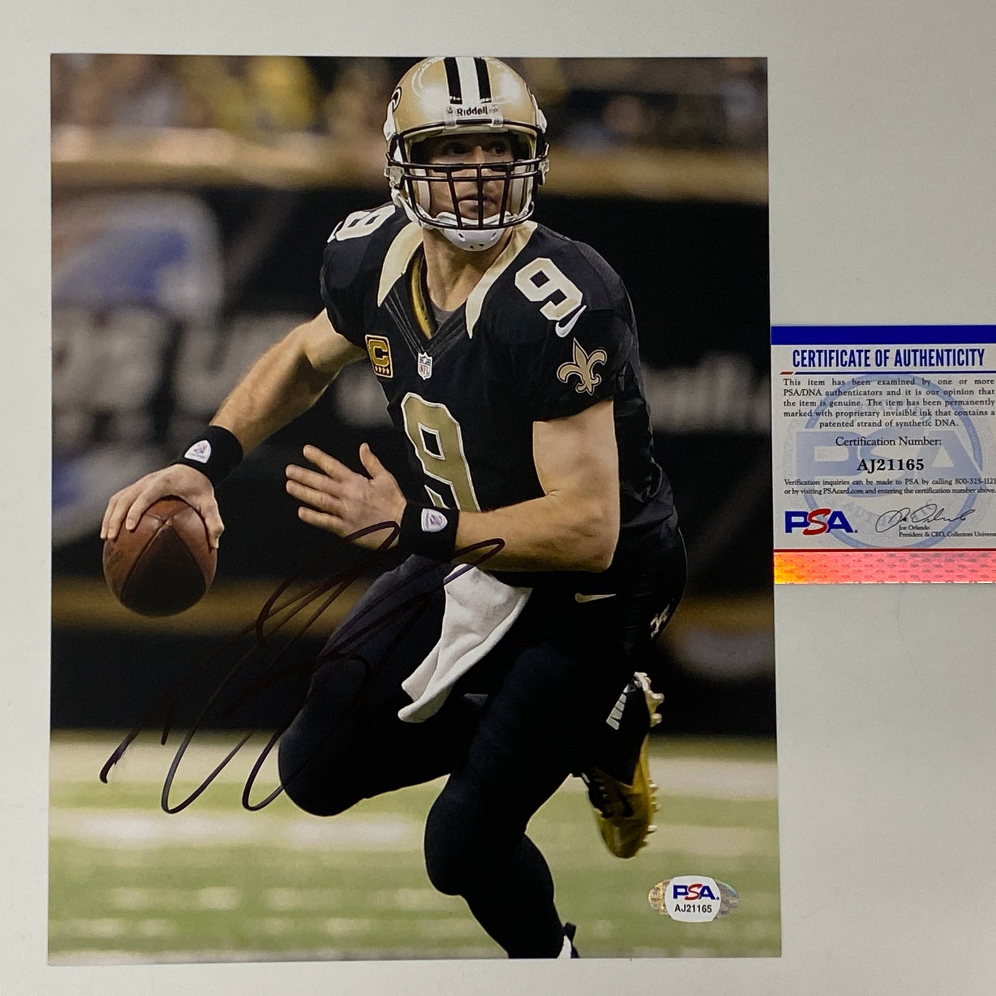 Autographed/Signed Drew Brees New Orleans Saints 8x10 Football Photo PSA/DNA COA