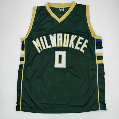 Autographed/Signed Damian Lillard Milwaukee Green Basketball Jersey Beckett BAS COA #2