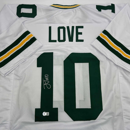 Autographed/Signed Jordan Love Green Bay White Football Jersey Beckett BAS COA