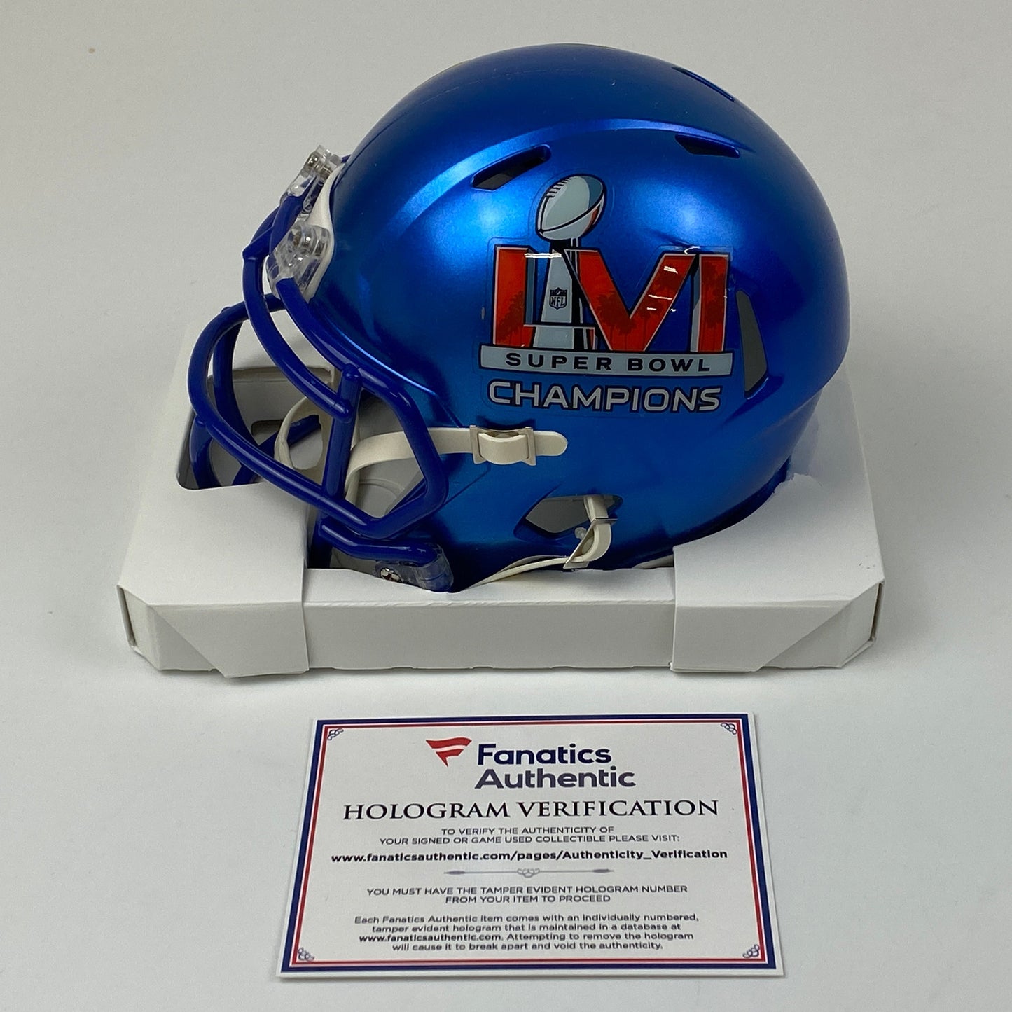 Autographed/Signed Cooper Kupp Super Bowl LVI Champions Los Angeles Rams Mini Football Helmet Fanatics COA