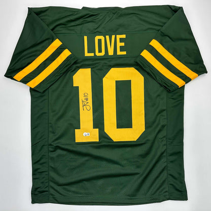 Autographed/Signed Jordan Love Green Bay Color Rush Football Jersey Beckett BAS COA