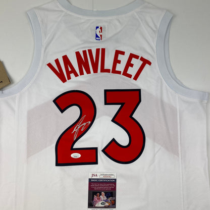 Autographed/Signed Fred VanVleet Toronto Raptors White Basketball Jersey JSA COA