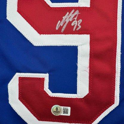 Autographed/Signed Mika Zibanejad New York Blue Hockey Jersey Beckett BAS COA