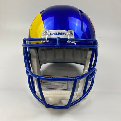 Autographed/Signed Cooper Kupp Super Bowl LVI Champions Los Angeles Rams Full Size FS F/S Replica Football Helmet Fanatics COA