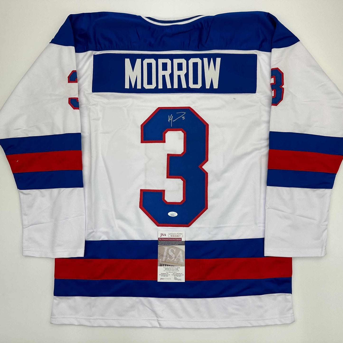 Autographed/Signed Ken Morrow Team USA Miracle On Ice 1980 White Hockey Jersey JSA COA