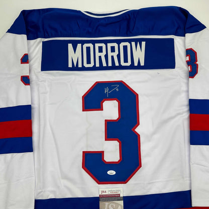 Autographed/Signed Ken Morrow Team USA Miracle On Ice 1980 White Hockey Jersey JSA COA