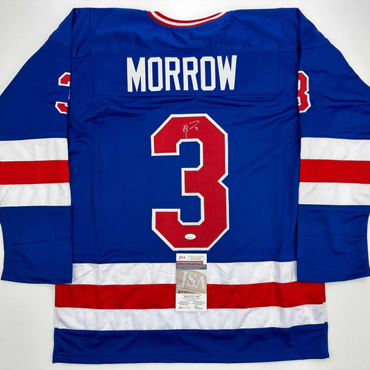 Autographed/Signed Ken Morrow Blue Team USA Miracle On Ice 1980 Hockey Jersey JSA COA