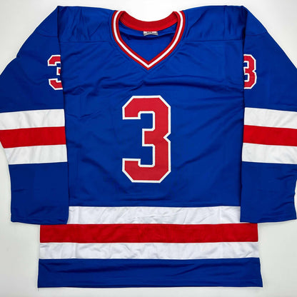 Autographed/Signed Ken Morrow Blue Team USA Miracle On Ice 1980 Hockey Jersey JSA COA
