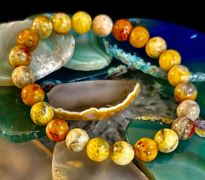 Crazy Lace Jasper Bracelet – 8mm Beads for Joy, Laughter, Support (Medium Wrists)