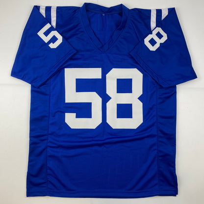 Autographed/Signed Gary Brackett Indianapolis Blue Football Jersey JSA COA