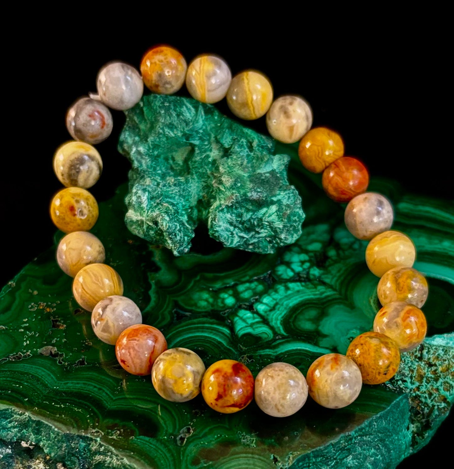 Crazy Lace Jasper Bracelet – 8mm Beads for Joy, Laughter, Support (Medium Wrists)