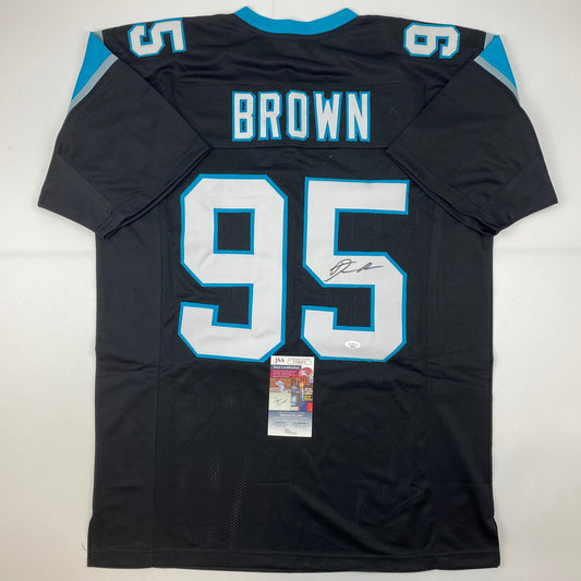 Autographed/Signed Derrick Brown Carolina Black Football Jersey JSA COA
