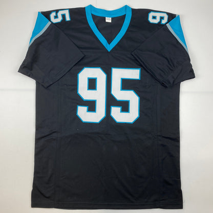 Autographed/Signed Derrick Brown Carolina Black Football Jersey JSA COA