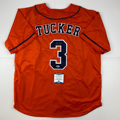 Autographed/Signed Kyle Tucker Houston Orange Baseball Jersey Beckett BAS COA