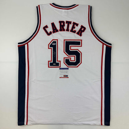 Autographed/Signed Vince Carter New Jersey NJ White Basketball Jersey PSA/DNA COA