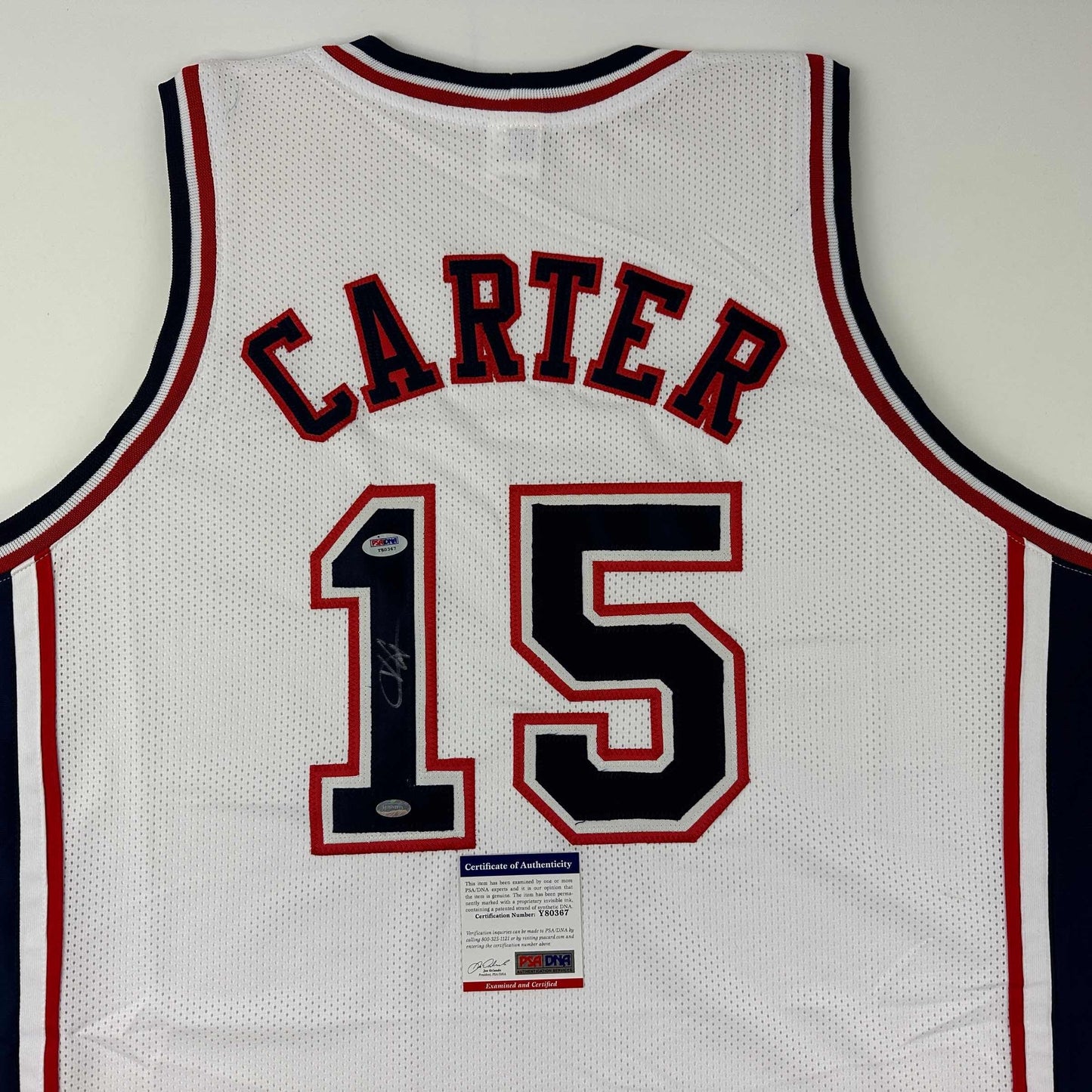 Autographed/Signed Vince Carter New Jersey NJ White Basketball Jersey PSA/DNA COA