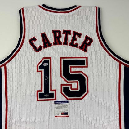 Autographed/Signed Vince Carter New Jersey NJ White Basketball Jersey PSA/DNA COA