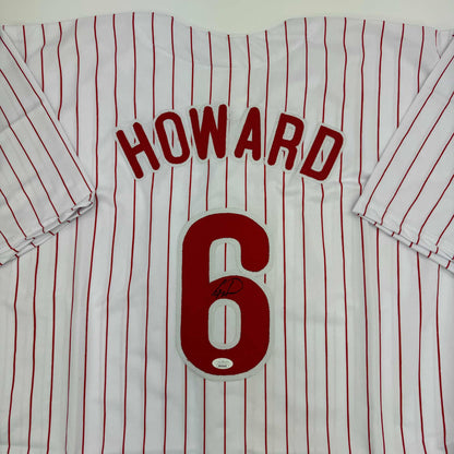 Autographed/Signed Ryan Howard Philadelphia Pinstripe Baseball Jersey JSA COA