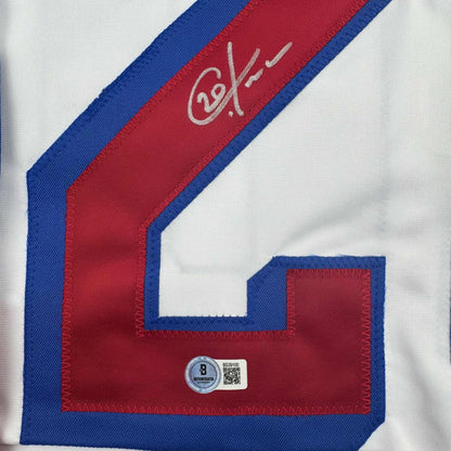 Autographed/Signed Chris Kreider New York White Hockey Jersey Beckett BAS COA