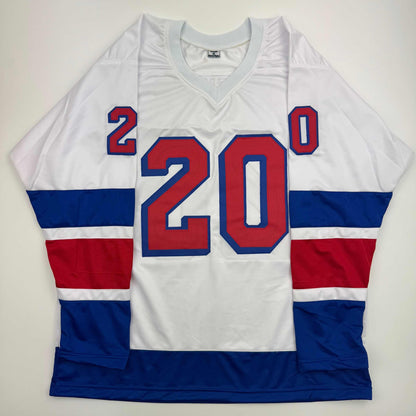 Autographed/Signed Chris Kreider New York White Hockey Jersey Beckett BAS COA