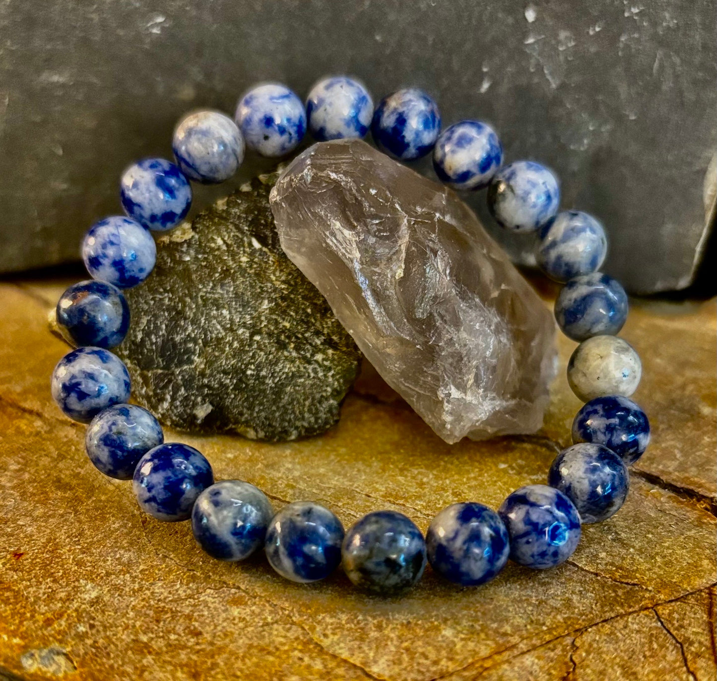 Blue Spot Jasper Beaded Bracelet – Medium Wrists