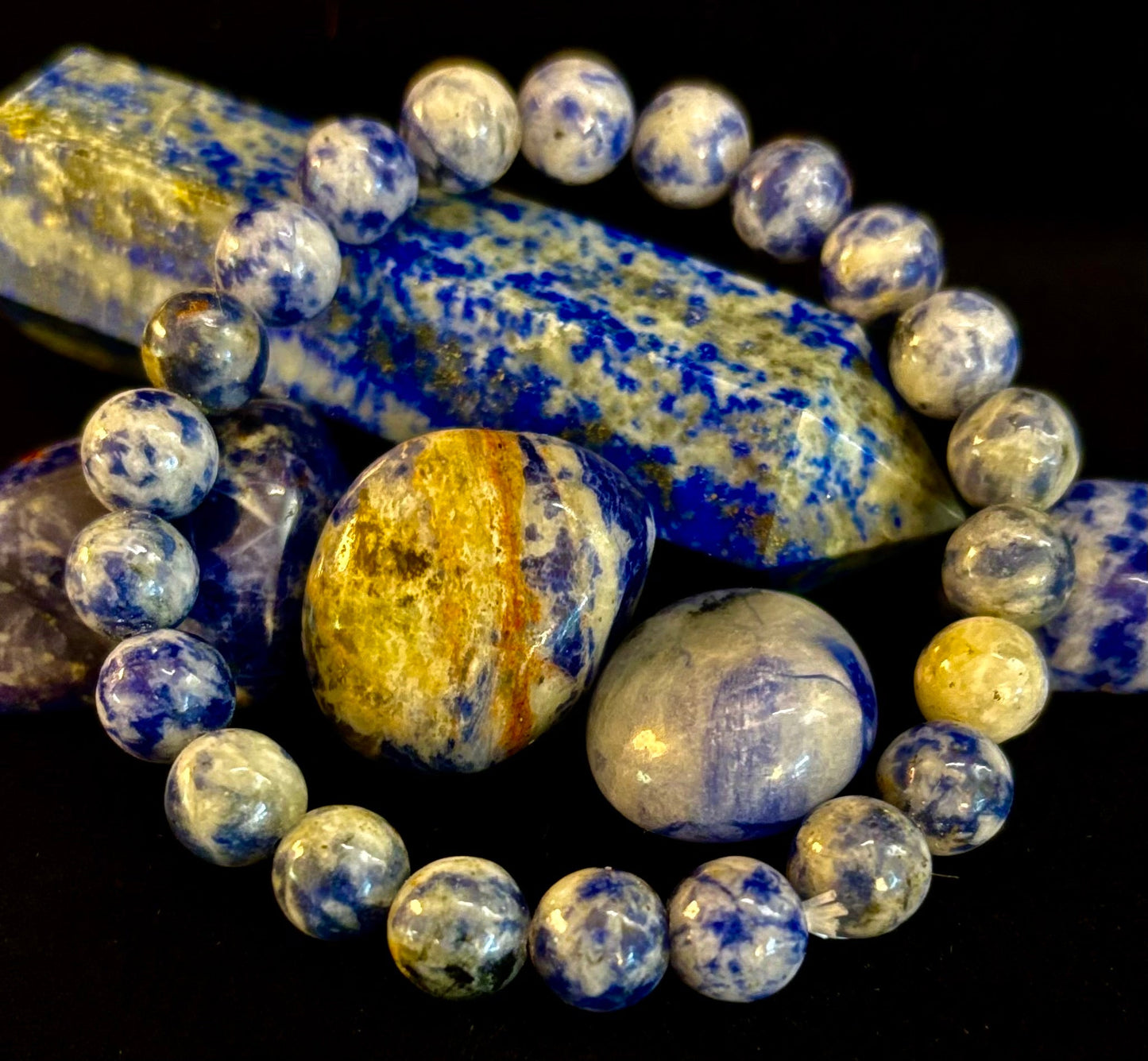 Blue Spot Jasper Beaded Bracelet – Medium Wrists