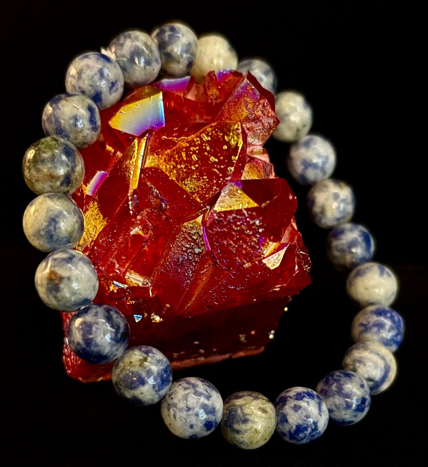 Blue Spot Jasper Beaded Bracelet – Medium Wrists