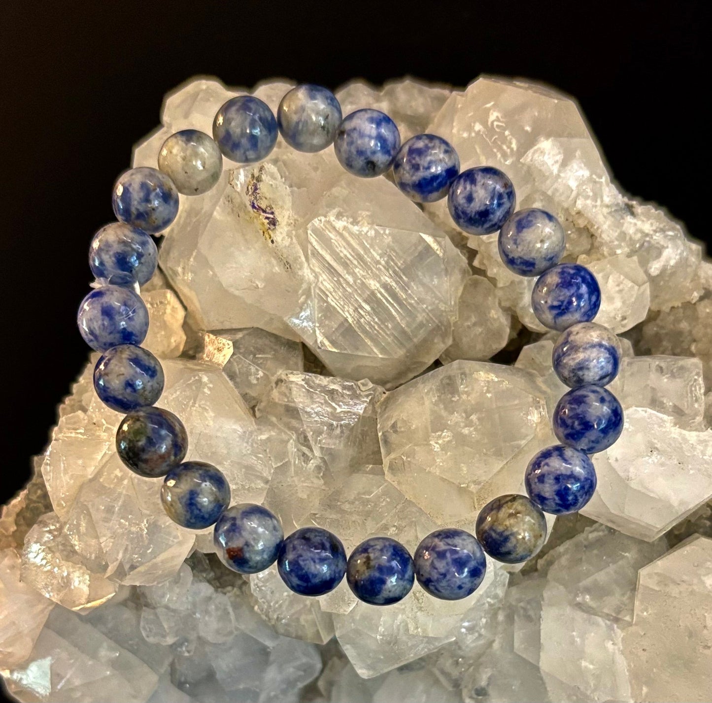 Blue Spot Jasper Beaded Bracelet – Medium Wrists