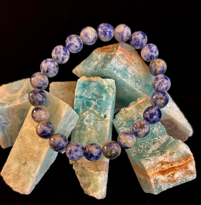 Blue Spot Jasper Beaded Bracelet – Medium Wrists
