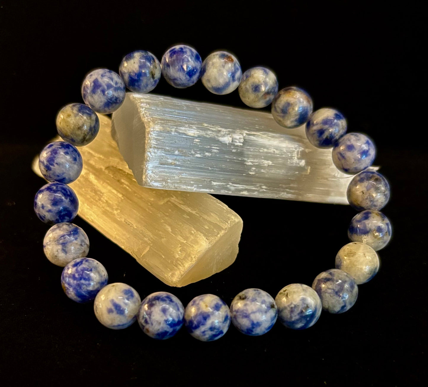 Blue Spot Jasper Beaded Bracelet – Medium Wrists