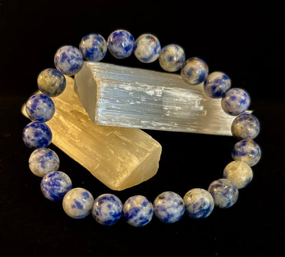 Blue Spot Jasper Beaded Bracelet – Medium Wrists