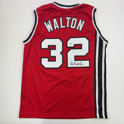 Autographed/Signed Bill Walton Portland Red Basketball Jersey JSA COA