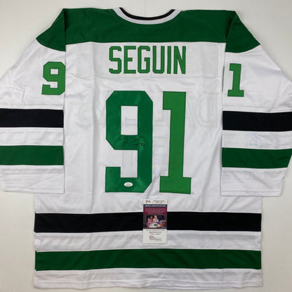 Autographed/Signed Tyler Seguin Dallas White Hockey Jersey JSA COA