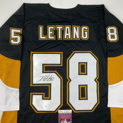 Autographed/Signed Kris Letang Pittsburgh Black Hockey Jersey JSA COA