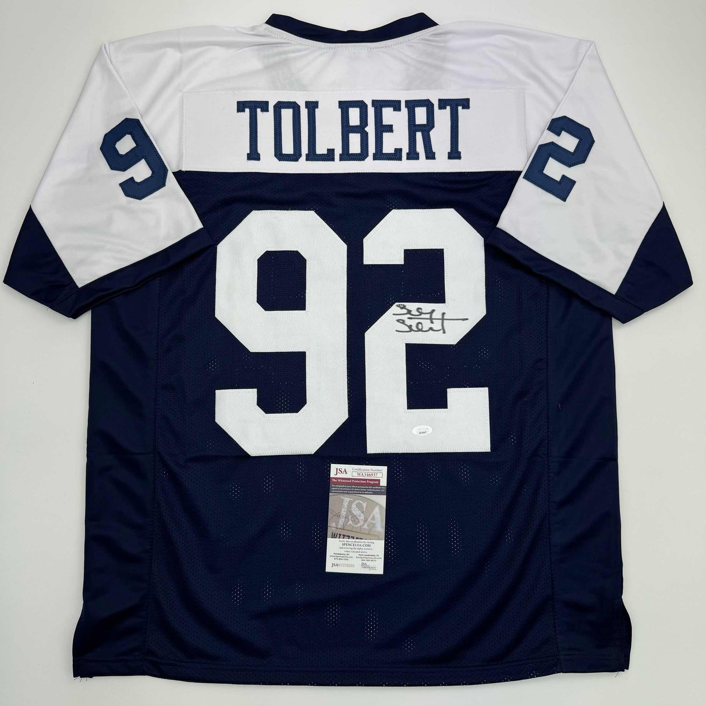 Autographed/Signed Tony Tolbert Dallas Thanksgiving Football Jersey JSA COA