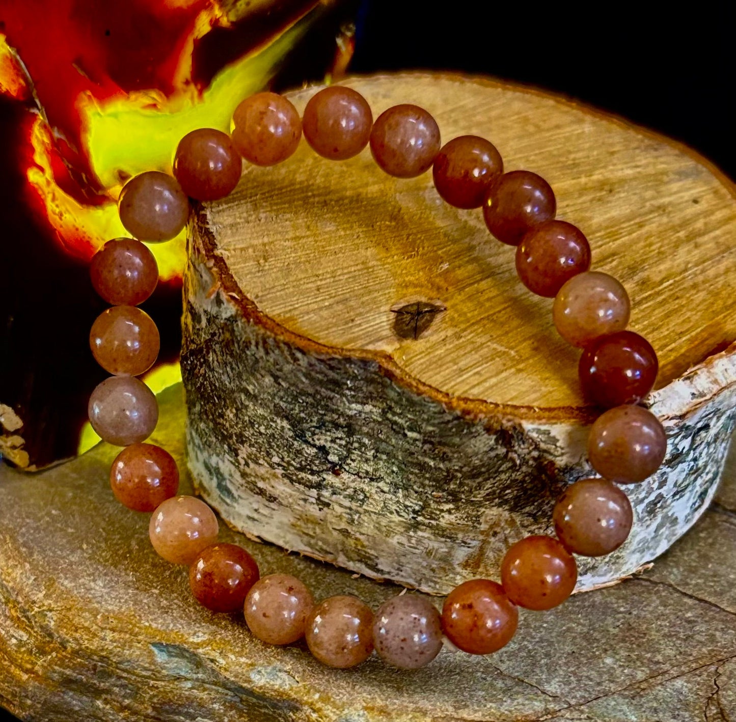 🍓 Dark Strawberry Quartz Bracelet – 8mm Beads, Medium Wrists