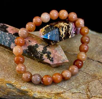 🍓 Dark Strawberry Quartz Bracelet – 8mm Beads, Medium Wrists