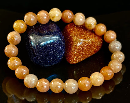 🍓 Dark Strawberry Quartz Bracelet – 8mm Beads, Medium Wrists